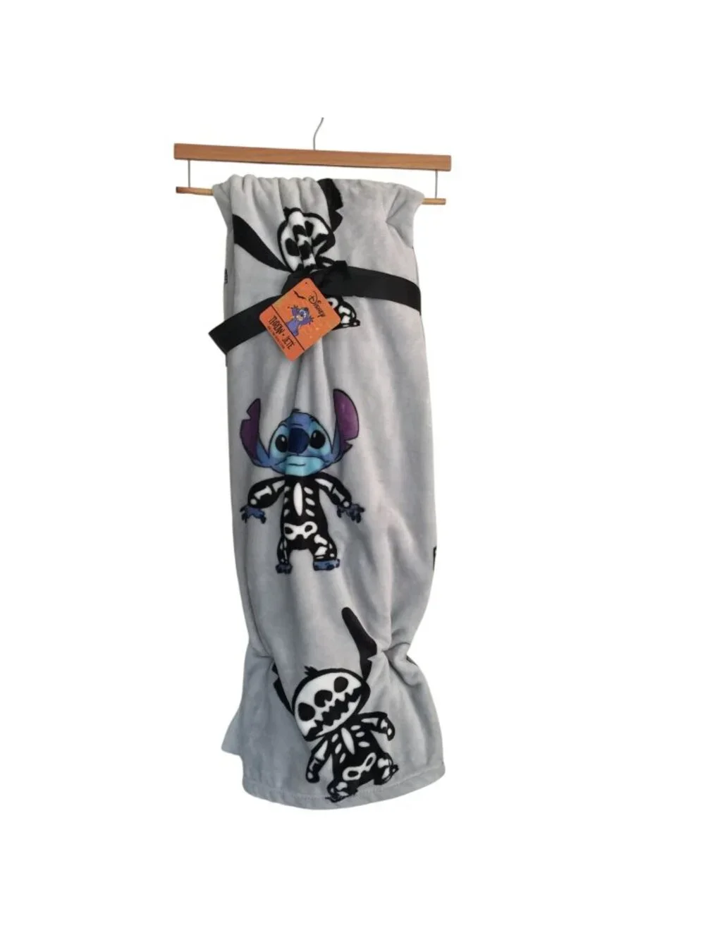 Disney Stitch Halloween Skeleton Plush Throw 60
